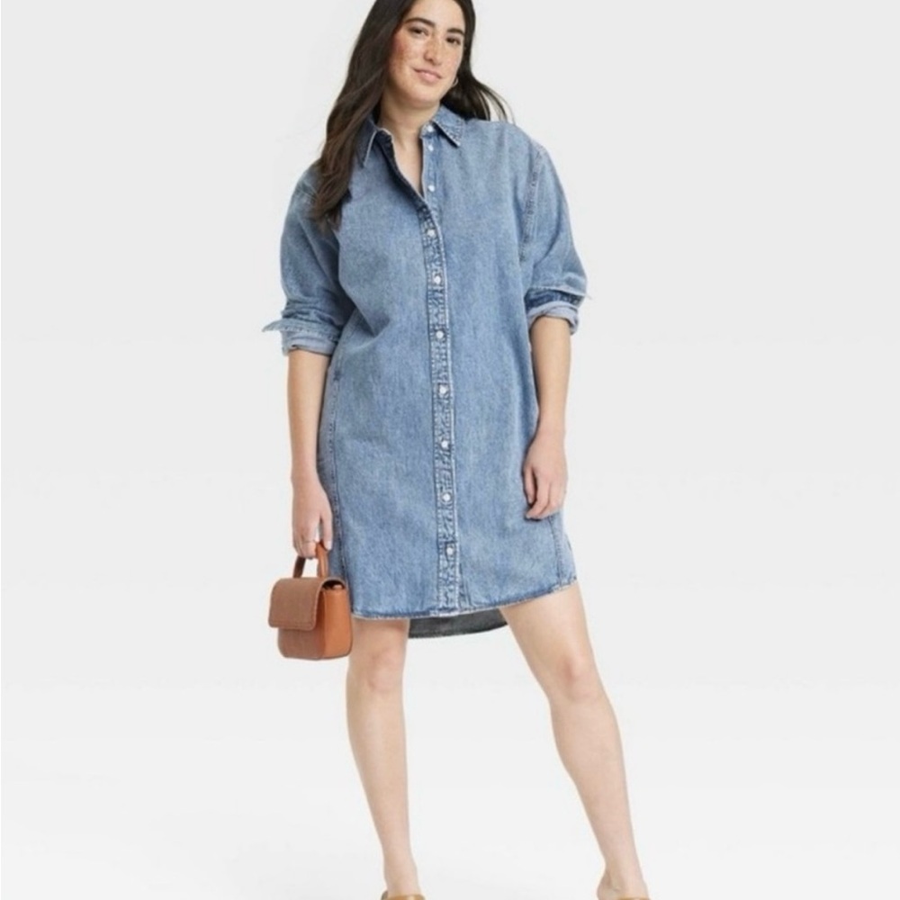 Universal Thread Light Blue Denim Shirt Dress Medium